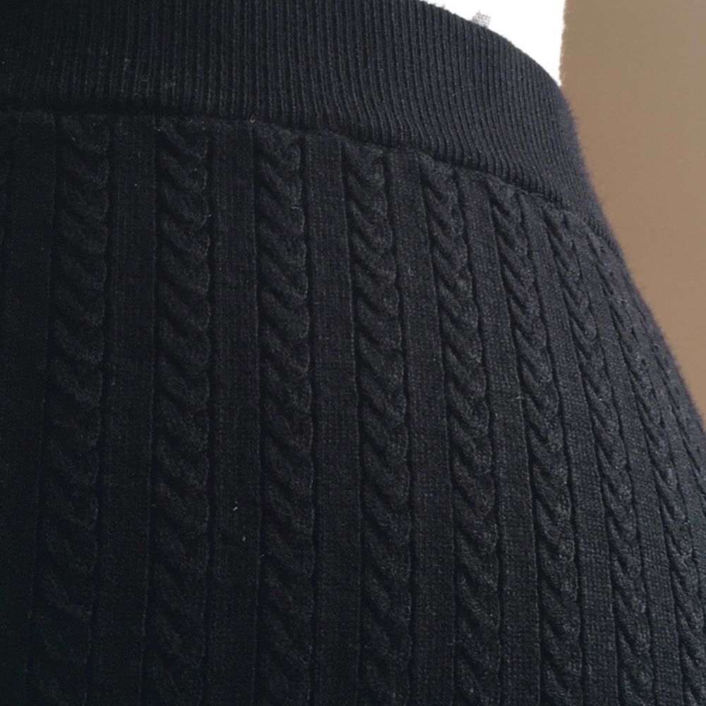 Rag & Bone Short Black Cable Knit Mini Pencil Skirt, XS
